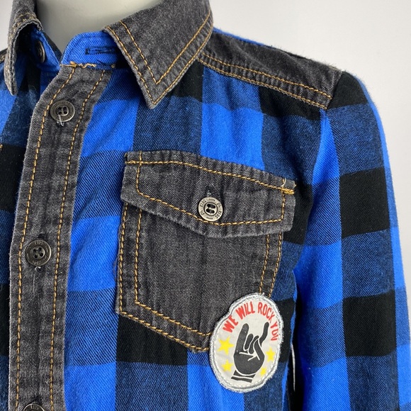 PL Kids Buffalo Check Colourblock Button-Down Shirt 2T - Picture 2 of 7